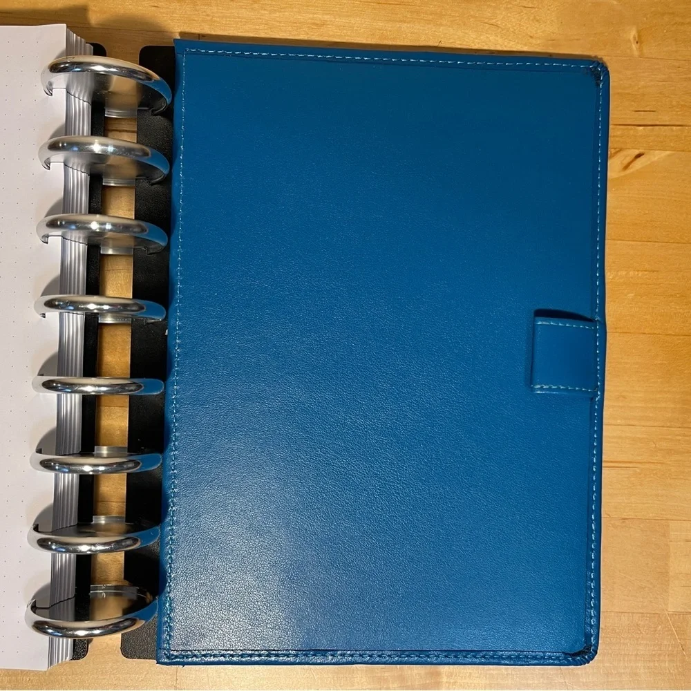 M by Staples arc Blue Leather Planner with Silver Tone Rings